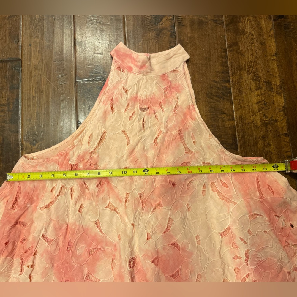 Free People Ombre Pink Floral Halter Dress Keyhole Back - Picture 6 of 6
